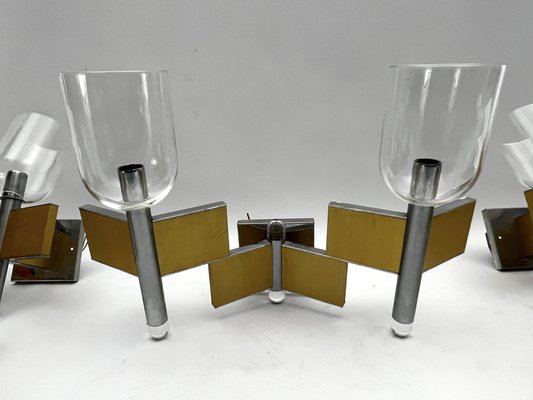 Mid-Century Modern Brass and Chrome Sconces by Sciolari, Italy 1970s, Set of 8-OT-1722529