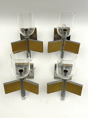 Mid-Century Modern Brass and Chrome Sconces by Sciolari, Italy 1970s, Set of 8-OT-1722529