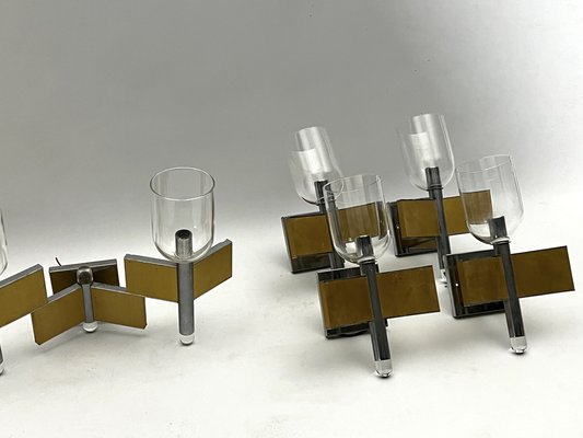 Mid-Century Modern Brass and Chrome Sconces by Sciolari, Italy 1970s, Set of 8-OT-1722529