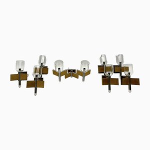 Mid-Century Modern Brass and Chrome Sconces by Sciolari, Italy 1970s, Set of 8-OT-1722529