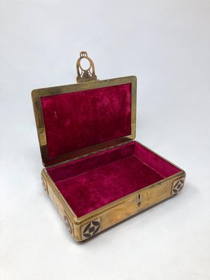 Mid-Century Modern Brass and Exotic Wood Playing Card Box-FGA-1741972