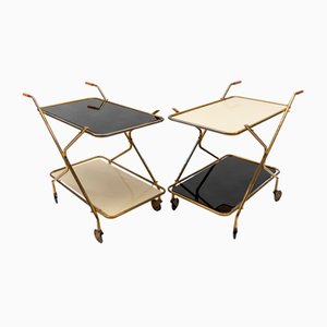 Mid-Century Modern Brass and Glass Serving Carts, 1950s, Set of 2-KQB-1783672