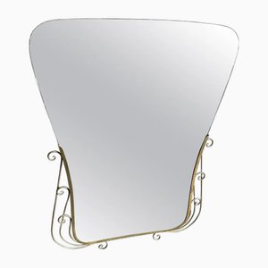 Mid-Century Modern Brass and Glass Wall Mirror, 1950s-NMK-2036006