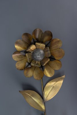 Mid-Century Modern Brass and Metal Flower-Shaped Twin Arm Sconce, France, 1950s-KEG-1720298