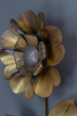 Mid-Century Modern Brass and Metal Flower-Shaped Twin Arm Sconce, France, 1950s-KEG-1720298