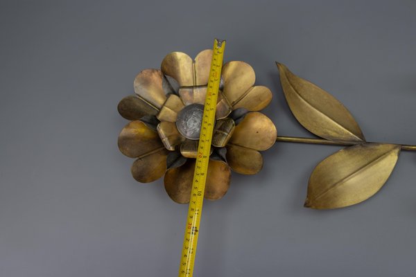 Mid-Century Modern Brass and Metal Flower-Shaped Twin Arm Sconce, France, 1950s-KEG-1720298