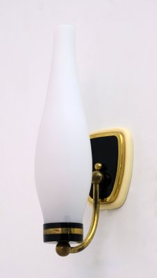 Mid-Century Modern Brass and Opal Glass Sconces in the Style of Stilnovo, Set of 2-FER-999540