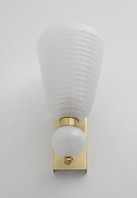 Mid-Century Modern Brass and Pelugoso Murano Glass Sconces, 1980s, Set of 2-FER-1821795