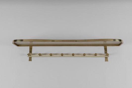 Mid-Century Modern Brass and Perforated Metal Coat Rack, Italy, 1950s