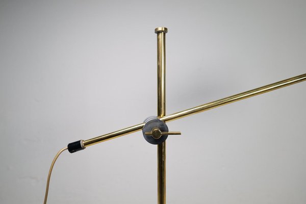 Mid-Century Modern Brass and Walnut Table Lamp attributed to Einar Bäckström, Sweden, 1950s-UYK-1772907