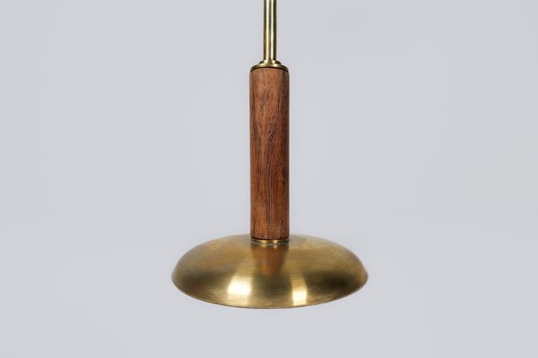 Mid-Century Modern Brass and Walnut Table Lamp attributed to Einar Bäckström, Sweden, 1950s-UYK-1772907