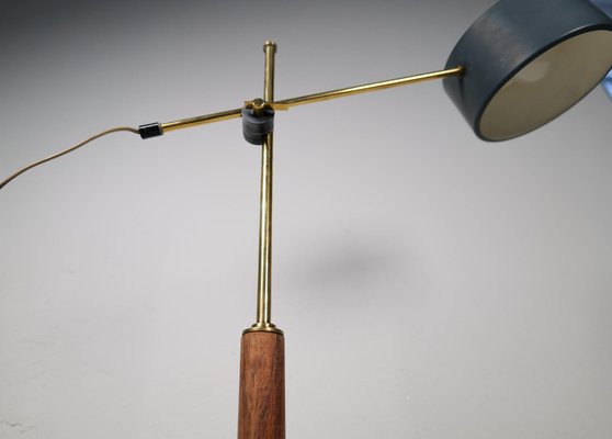 Mid-Century Modern Brass and Walnut Table Lamp attributed to Einar Bäckström, Sweden, 1950s-UYK-1772907