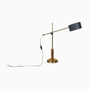 Mid-Century Modern Brass and Walnut Table Lamp attributed to Einar Bäckström, Sweden, 1950s-UYK-1772907