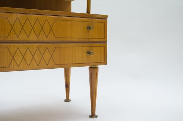 Mid-Century Modern Brass and Wood Nightstands, 1950s, Set of 2-KQB-925195