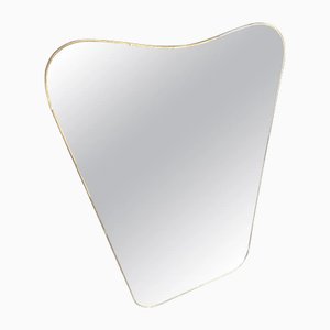 Mid-Century Modern Brass Biscuit Shaped Wall Mirror in the style of Gio Ponti-NMK-2032384