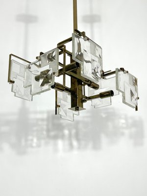 Mid-Century Modern Brass Chandelier by Sciolari, Italy, 1970s-OT-1195875