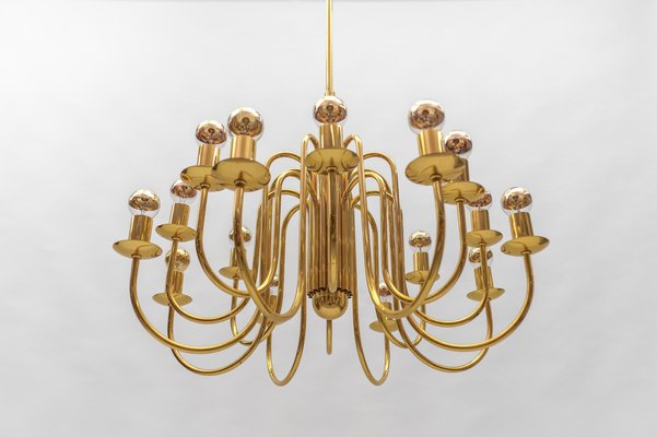 Mid-Century Modern Brass Chandelier Lamp, Italy, 1970s-KQB-1811026