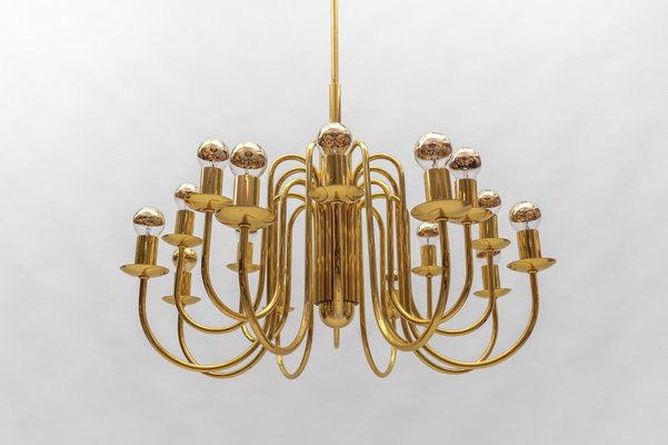 Mid-Century Modern Brass Chandelier Lamp, Italy, 1970s-KQB-1811026