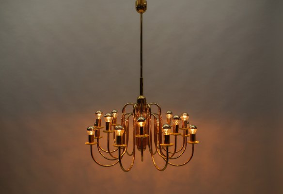 Mid-Century Modern Brass Chandelier Lamp, Italy, 1970s-KQB-1811026