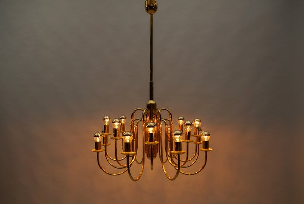 Mid-Century Modern Brass Chandelier Lamp, Italy, 1970s-KQB-1811026