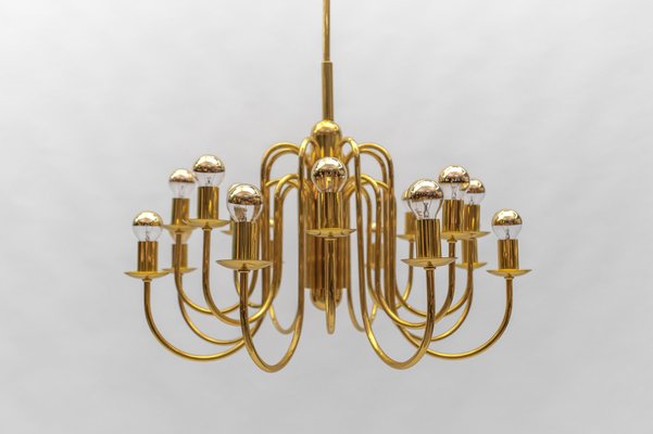 Mid-Century Modern Brass Chandelier Lamp, Italy, 1970s-KQB-1811026