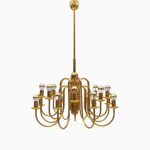 Mid-Century Modern Brass Chandelier Lamp, Italy, 1970s-KQB-1811026