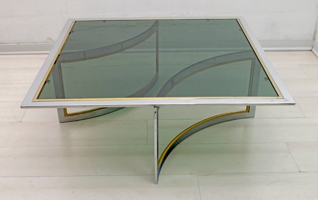 Mid-Century Modern Brass & Chrome Coffee Table, 1970s-FER-602739