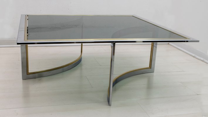 Mid-Century Modern Brass & Chrome Coffee Table, 1970s-FER-602739