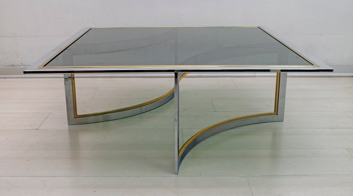 Mid-Century Modern Brass & Chrome Coffee Table, 1970s-FER-602739