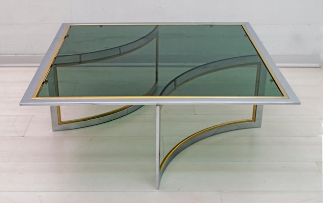 Mid-Century Modern Brass & Chrome Coffee Table, 1970s-FER-602739