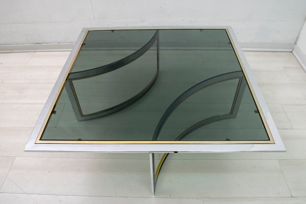 Mid-Century Modern Brass & Chrome Coffee Table, 1970s-FER-602739