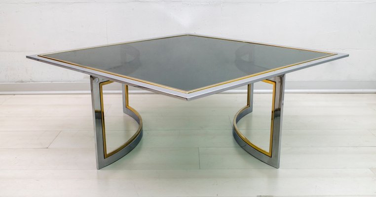 Mid-Century Modern Brass & Chrome Coffee Table, 1970s-FER-602739