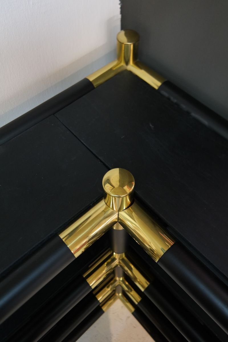 Mid-Century Modern Brass Free Standing Corner Shelf, 1970s