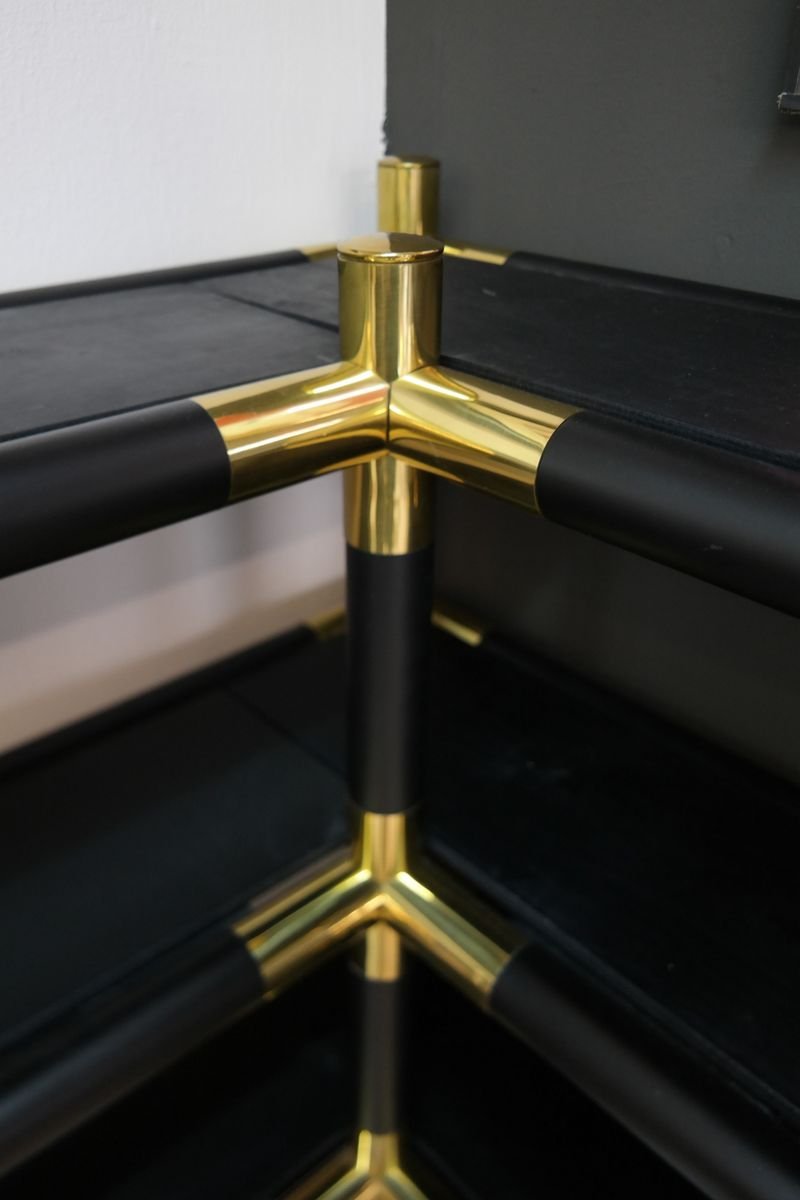 Mid-Century Modern Brass Free Standing Corner Shelf, 1970s-UWE-809077