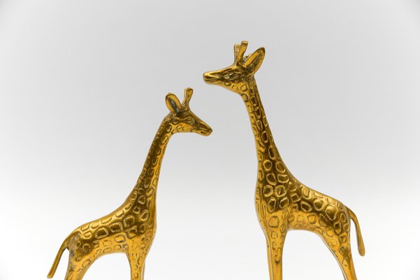 Mid-Century Modern Brass Giraffe & Lion Figurines, 1960s, Set of 5-KQB-1755707