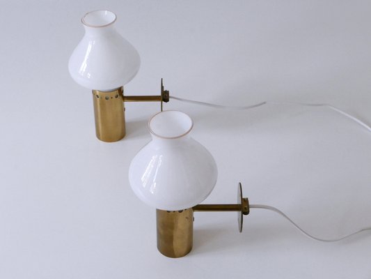 Mid-Century Modern Brass & Glass Sconces, Sweden, 1950s, Set of 2-WPT-2016286