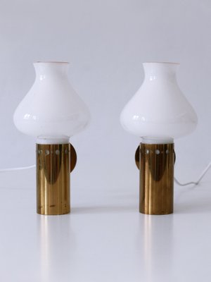 Mid-Century Modern Brass & Glass Sconces, Sweden, 1950s, Set of 2-WPT-2016286