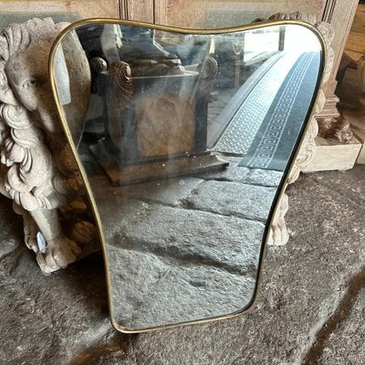 Mid-Century Modern Brass Italian Wall Mirror attributed to Gio Pointi, 1950s-NMK-2016522