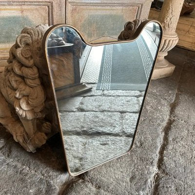 Mid-Century Modern Brass Italian Wall Mirror attributed to Gio Pointi, 1950s-NMK-2016524