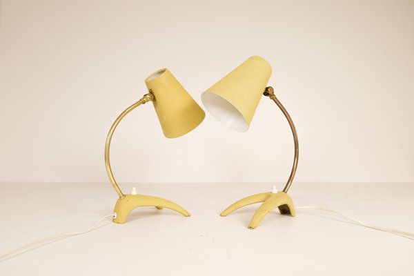 Mid-Century Modern Brass & Metal Table Lamps from Ewå, Sweden, 1950s, Set of 2-UYK-1137605