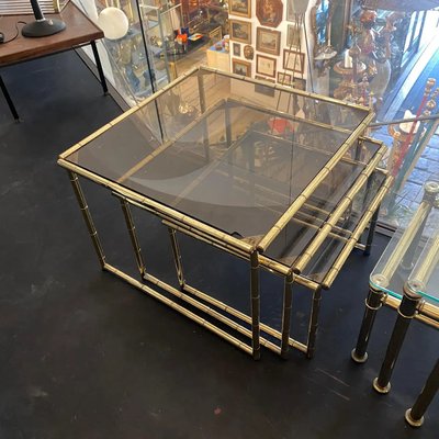 Mid-Century Modern Brass Nesting Tables, 1960s, Set of 3-NMK-1305274