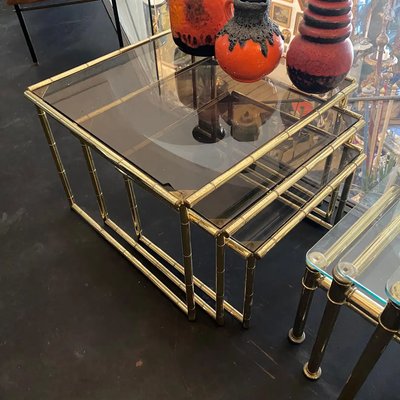 Mid-Century Modern Brass Nesting Tables, 1960s, Set of 3-NMK-1305274