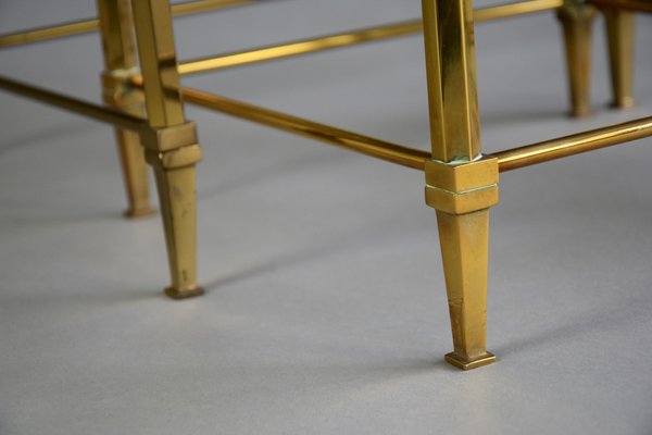 Mid-Century Modern Brass Nesting Tables Attributed to Maison Jansen, Set of 3-IEI-1038797