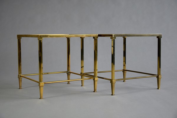 Mid-Century Modern Brass Nesting Tables Attributed to Maison Jansen, Set of 3-IEI-1038797