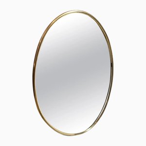 Mid-Century Modern Brass Oval Wall Mirror, 1960s-NMK-2036007