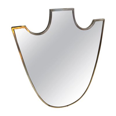 Mid-Century Modern Brass Shield Shaped Wall Mirror in the style of Gio Ponti, 1950s-NMK-2021735