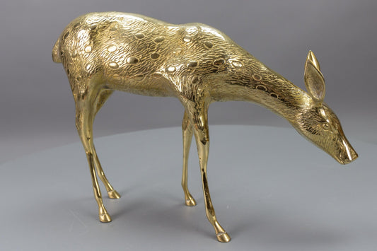 Mid-Century Modern Brass Standing Doe Deer Sculpture, 1970s