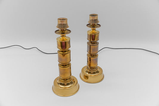 Mid-Century Modern Brass Table Lamp Bases, 1960s, Set of 2