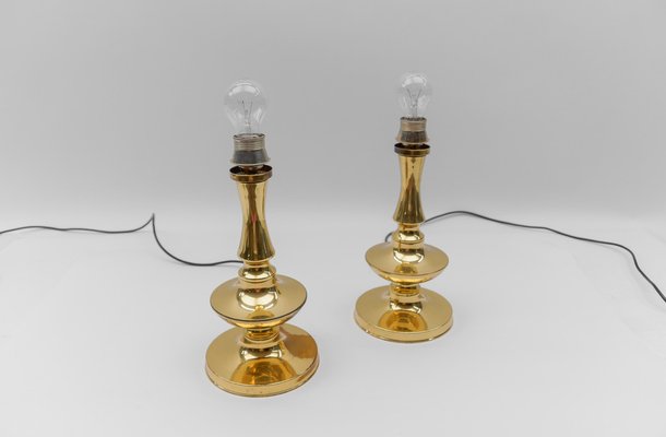 Mid-Century Modern Brass Table Lamp Bases, 1960s, Set of 2-KQB-1812928