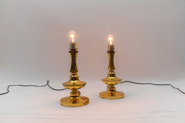 Mid-Century Modern Brass Table Lamp Bases, 1960s, Set of 2-KQB-1812928